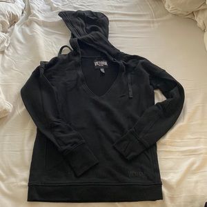 Victoria sport hooded v neck sweatshirt with thumbholes